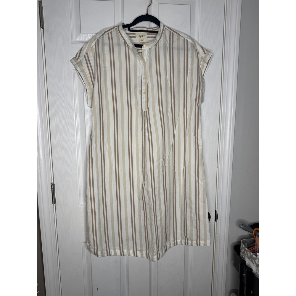 STYLE & CO.‎ NWT Beige/Tan Striped Shirt Dress Size 0X